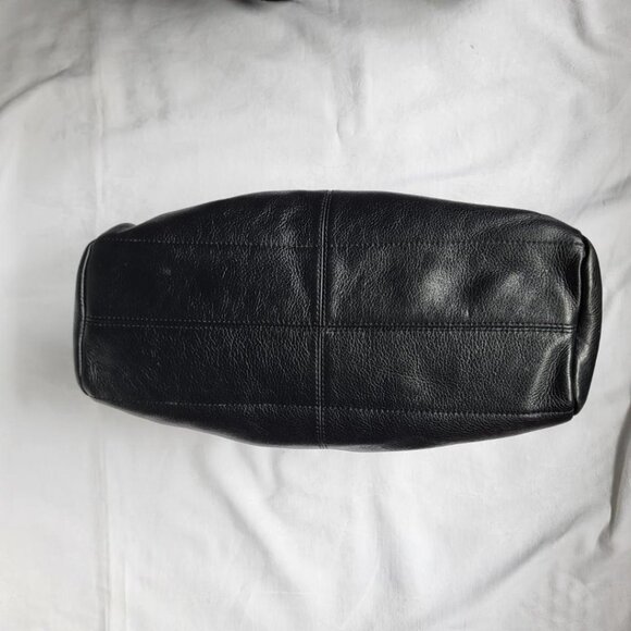 Black leather handbag by Soprano with brass detail - Picture 7 of 12